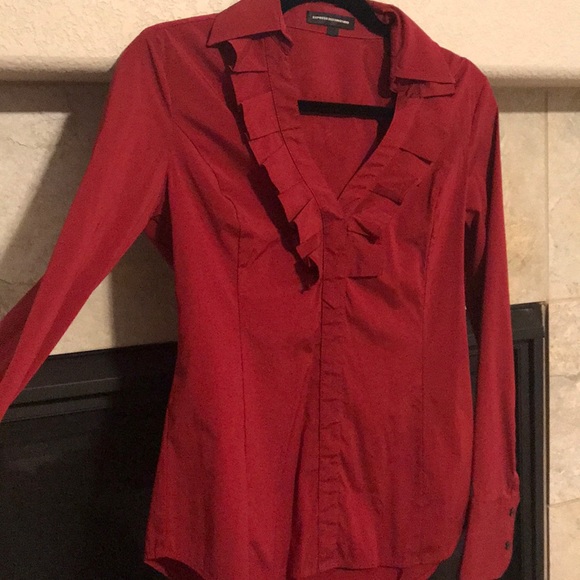 Express Tops - Express Ruffle Neck Blouse